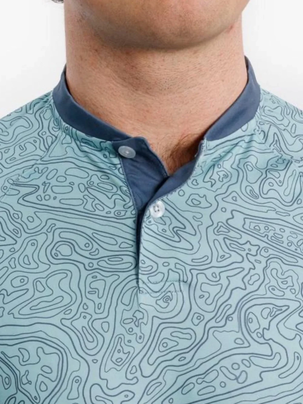 Waggle Loon Lake Topographic Short Sleeve Golf Polo Medium - Picture 3 of 4